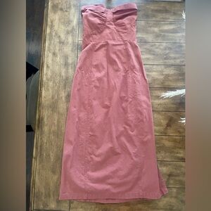 Free People Strapless Tie Back Dress Boho Coastal Beach in Chestnut Rust Orange